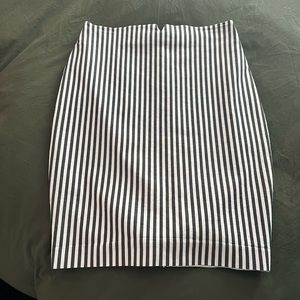 EXPRESS High Waisted Pencil Skirt - White w/ Gray Pinstripes